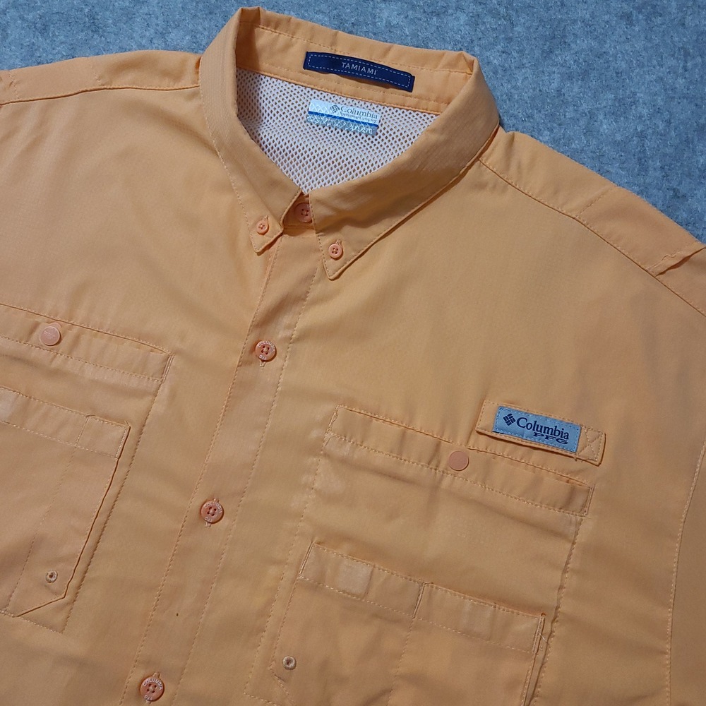 Columbia PFG Tamiami II Shirt Mens XXL Orange Short Sleeve Fishing FM7266